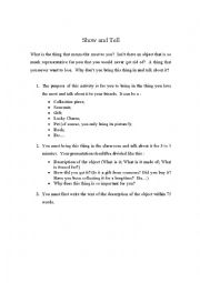 English Worksheet: Show and Tell