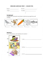 English Worksheet: vocabulary and writing