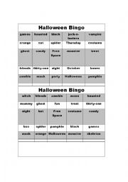 English Worksheet: Halloween Bingo