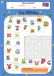 ALPHABET-wordsearch how to say each letter of the alphabet- with Key