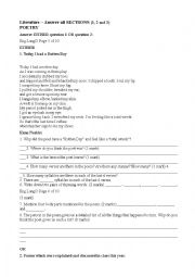 English Worksheet: Poetry - unseen text