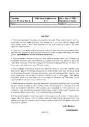 English Worksheet: full term test 3rd year eco 