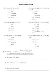 English Worksheet: How Often Do You (Health Quiz)