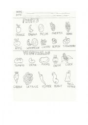 English Worksheet: Fruits and vegetables