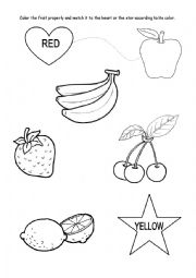 English Worksheet: Colours - red and yellow KINDERGARTEN