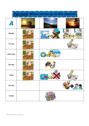 English Worksheet: when can we go to the cinema? - pair work pupil A