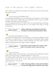 English Worksheet: How to be green