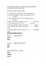 sense verbs worksheet