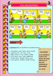 English Worksheet: PALINDROMES