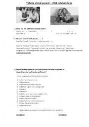 English Worksheet: Talking about parent-child relationships