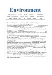 English Worksheet: Environment