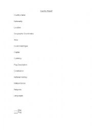 English Worksheet: Country Report