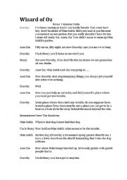 English Worksheet: Wizard of oz abridged script