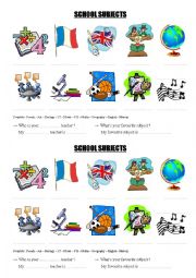 English Worksheet: School subjects