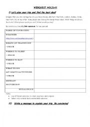 English Worksheet: Webquest holiday