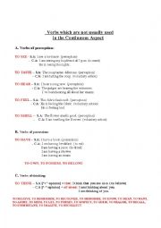 English Worksheet: verbs not usually used in continuous aspect