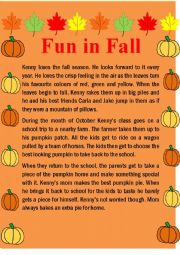 English Worksheet: Comprehension: Fun in Fall