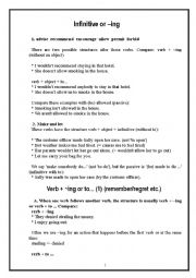 English Worksheet: Infinitive or  