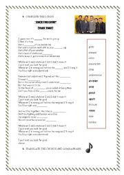 English Worksheet: Back for good. A beautiful song and activities to do.