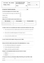 English Worksheet: end-term exam 3 for 1st form