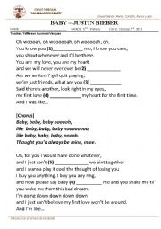 English Worksheet: song: Baby - Justin Bieber