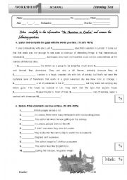 English Worksheet: Listening test with key