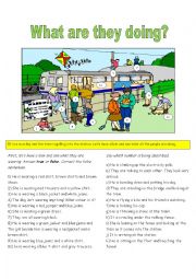 English Worksheet: What are they doing? 