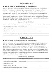 English Worksheet: Supersize Me summary