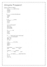 English Worksheet: SIMPLE PRESENT EXERCISES