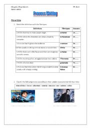 English Worksheet: process writing about movies