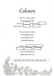 English Worksheet: Colours Poem Activity Sheet