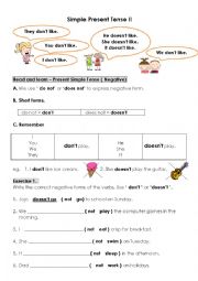 English Worksheet: Grammar- Simple Present Tense