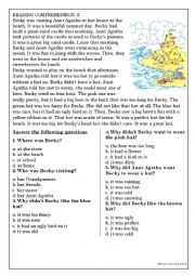 English Worksheet: Reading Comprehension for beginner and Elementary Students 3