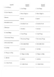 English Worksheet: Scattergories 3