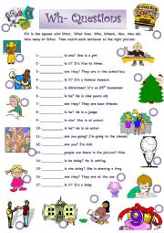 English Worksheet: Wh-questions