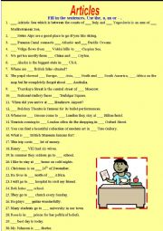 English Worksheet: articles