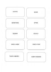 English Worksheet: Adverbs of frequency card game