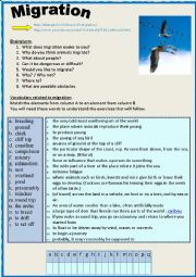 English Worksheet: Migration (Listening) Link + key + transcript.