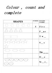 English Worksheet: Numbers and shapes