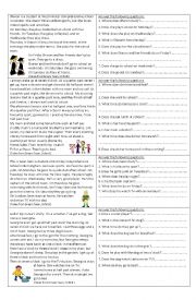 English Worksheet: Reading Comprehension worksheet