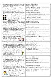 Reading Comprehension worksheet