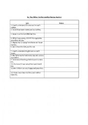 English Worksheet: So, Too, Either, Neither Auction