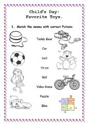English Worksheet: Childs day and toys