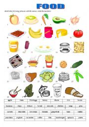 English Worksheet: Food