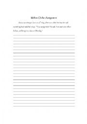 English Worksheet: A Million Dollar Assignment-Writing Assignment