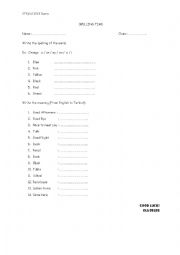 English Worksheet: SPELLING ACTIVITY