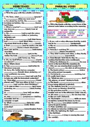 English Worksheet: Practice 3: verb tenses & phrasal verbs (+ key)