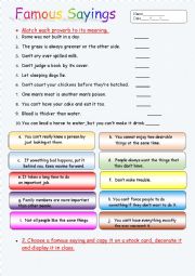 English Worksheet: Famous sayings