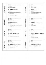 English Worksheet: JOBS CARDS ROLE-PLAY