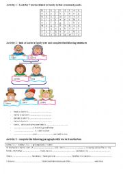 English Worksheet: 7th Group session about family
